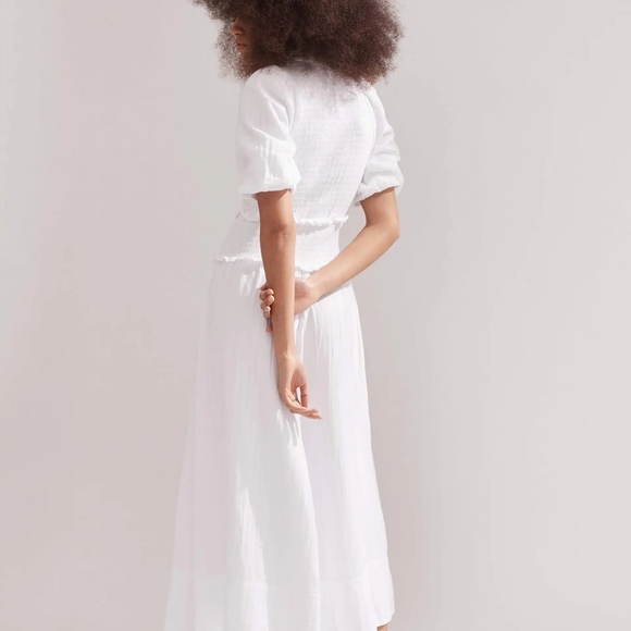 Me+ Em Cheesecloth Shirred Maxi Shirt Dress 100% Cotton White Size 6 - Picture 4 of 4